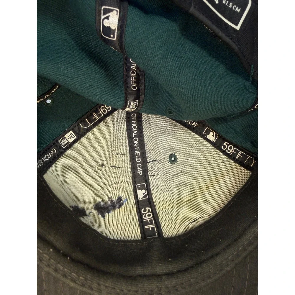 New Era Oakland Athletics 59FIFTY Hat‎ Green Yellow MLB Size 7 3/4 vintage